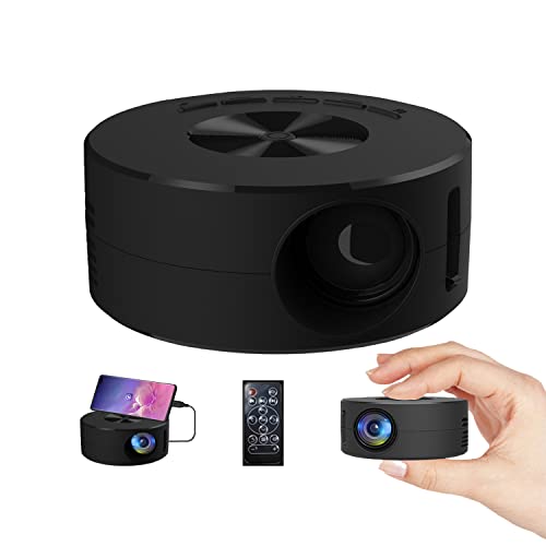 FOSENHL Portable Home Mini USB Projector for iPhone only with Remote Controller Built-in Speaker,Audio Port, iOS Phone ipad USB Flash Driver Compatible, black