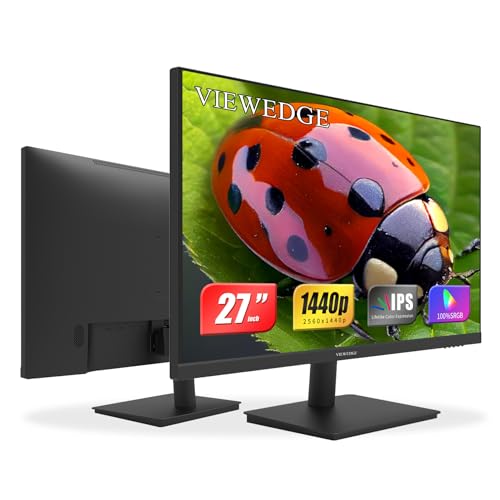 Viewedge 27 inch Monitor with 2K 2560 x 1440 IPS Panel 75hz | Computer Monitor 27 inch QHD with HDMI, DP and VESA Wall Mountable | Eye Protection PC 1440p Monitor for Working and Gaming