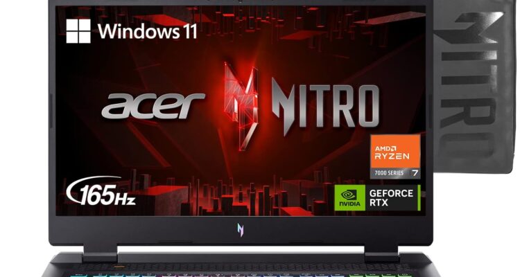 Acer Nitro 17 Gaming Laptop AMD Ryzen 7 7840HS Octa-Core CPU 17.3" FHD 165Hz IPS Display NVIDIA GeForce RTX 4050 16GB DDR5 1TB SSD Wi-Fi 6E RGB Backlit KB AN17-41-R6L9