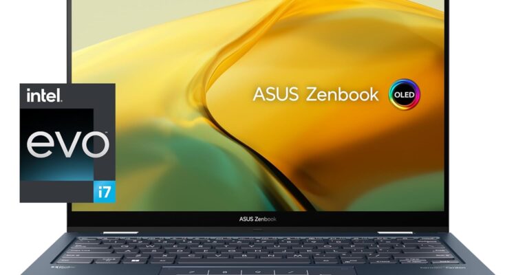 ASUS Zenbook 14 Flip OLED Laptop, 14â€ OLED Touch Display, Intel Evo Platform, Intel Core i7-1360P CPU, Intel Iris Xe Graphics, 16GB RAM, 1TB SSD, Windows 11 Home, Ponder Blue, UP3404VA-DS74T